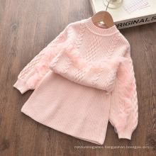 2021 New Girls′ Autumn/Winter Sweater Stylish Two-Piece Sweater Skirt Set